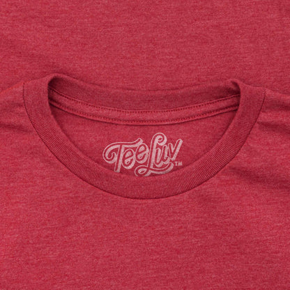 Red crew-neck T-shirt with TeeLu logo at neckline