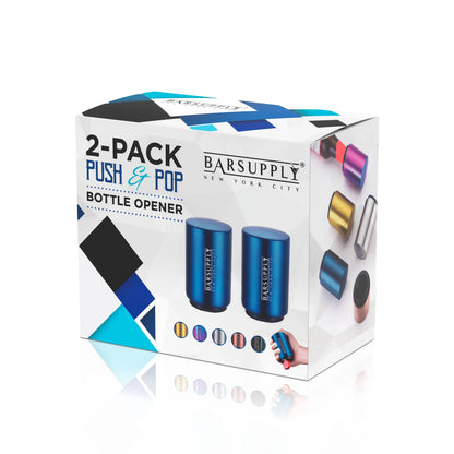 2-Pack Push & Pop Bottle Opener with Magnetic Cap Catcher – 6 Colors