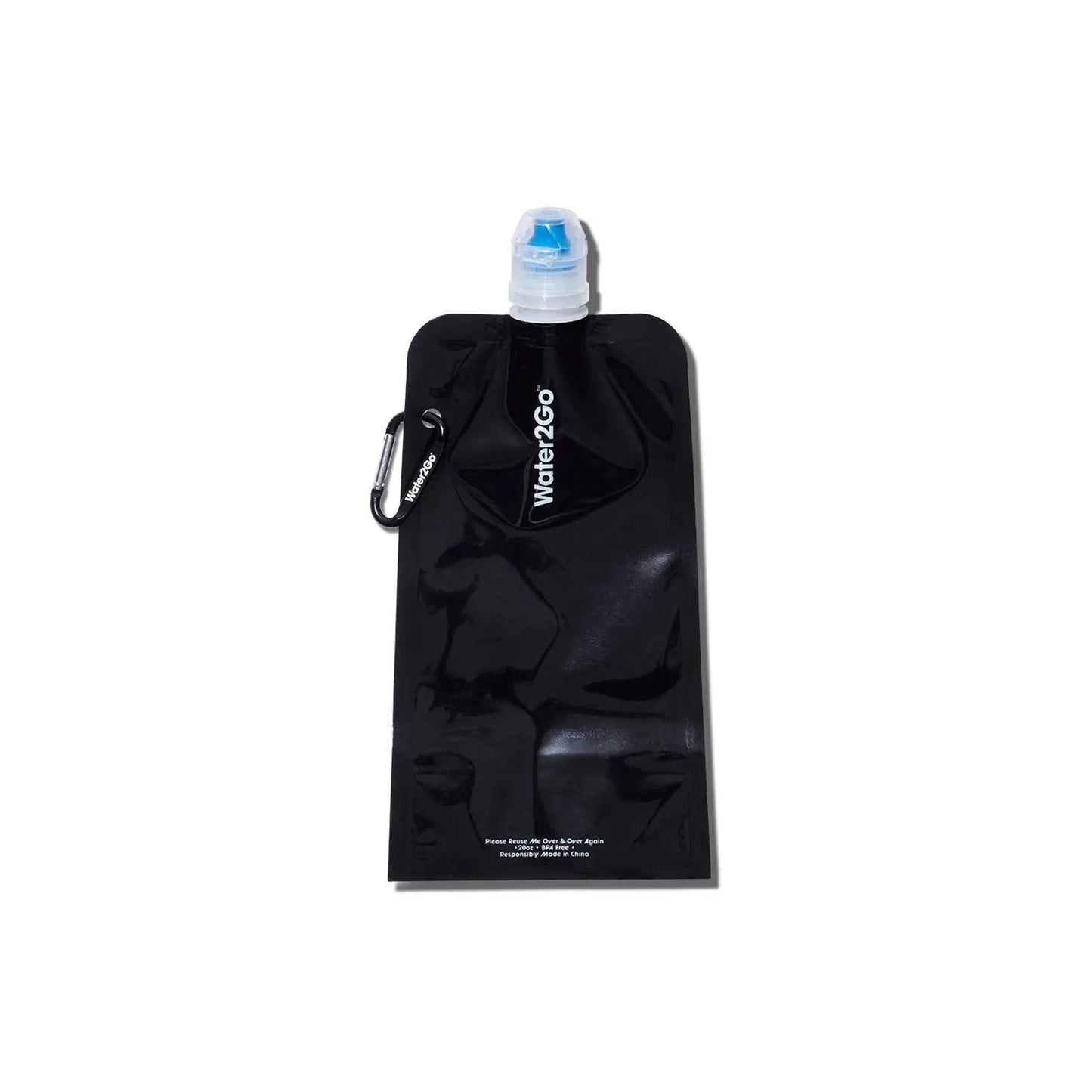 Water2Go Foldable Water Bottle – 20 oz, BPA-Free with Spout & Carabiner Clip
