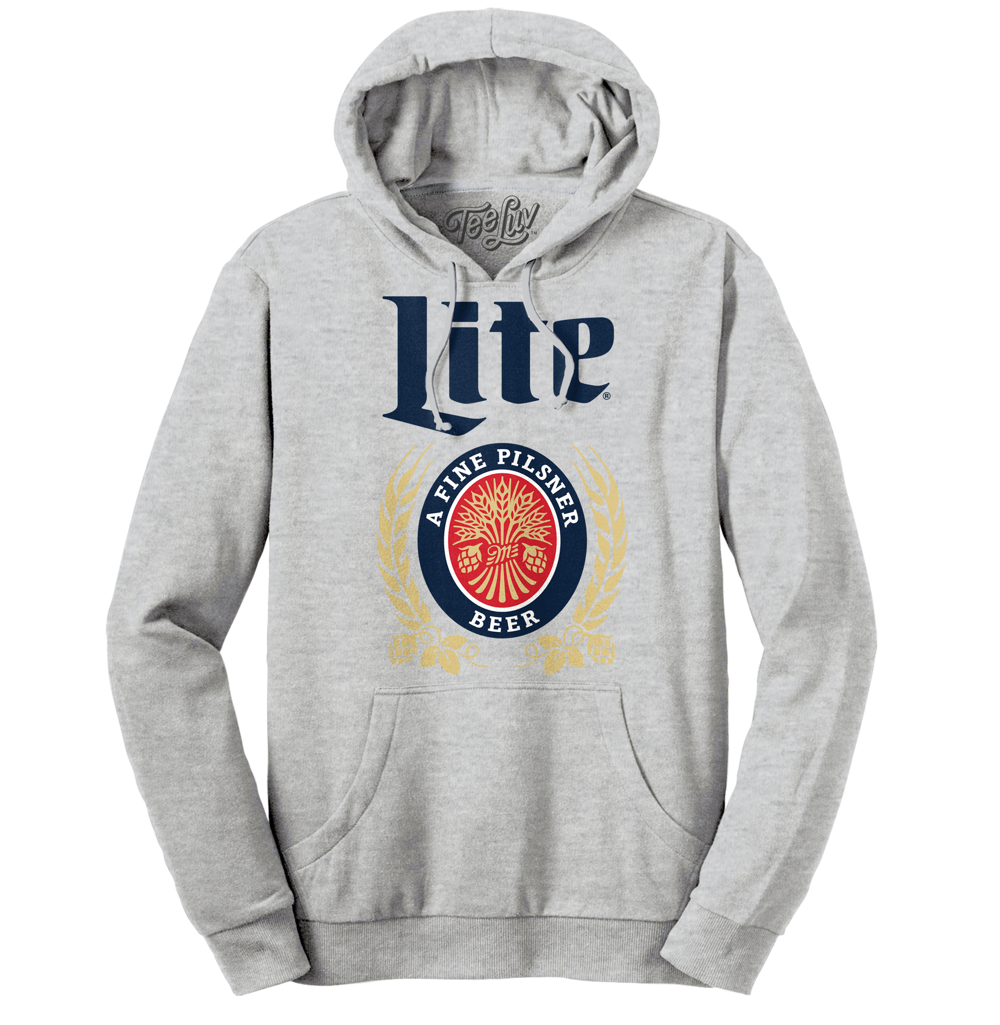 Miller Lite Logo Pullover Hoodie – Athletic Heather Gray & White