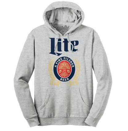 Miller Lite Logo Pullover Hoodie – Athletic Heather Gray & White