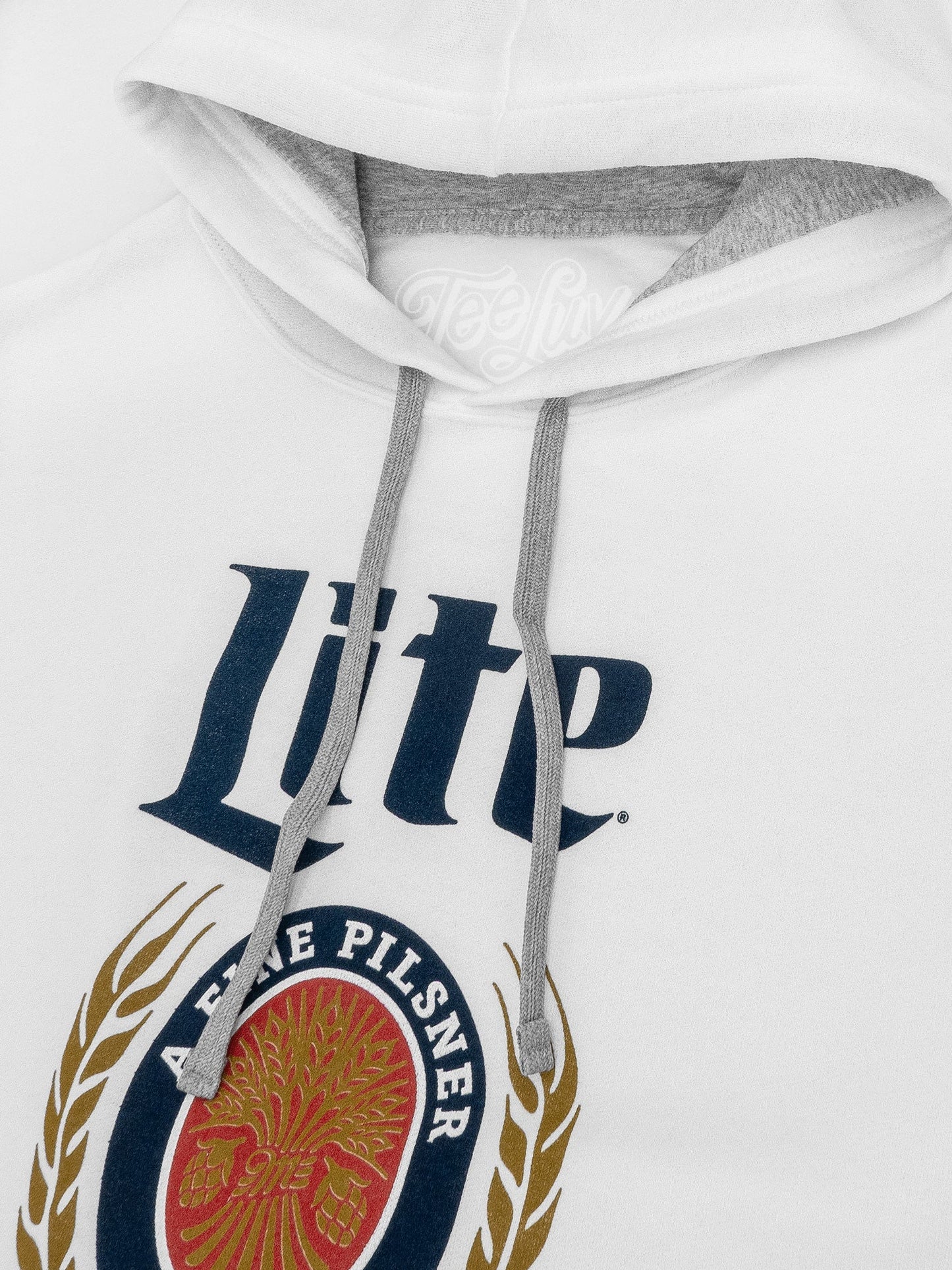Miller Lite Logo Pullover Hoodie – Athletic Heather Gray & White