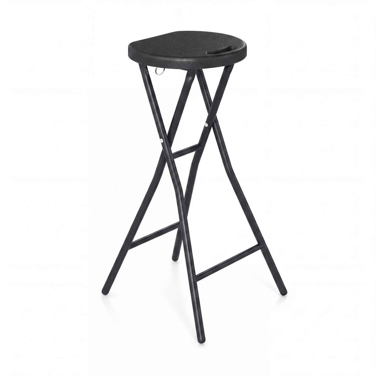 Folding Bar Stool | 27.5" Counter Height | HDPE Seat | 330 lb Capacity | Black