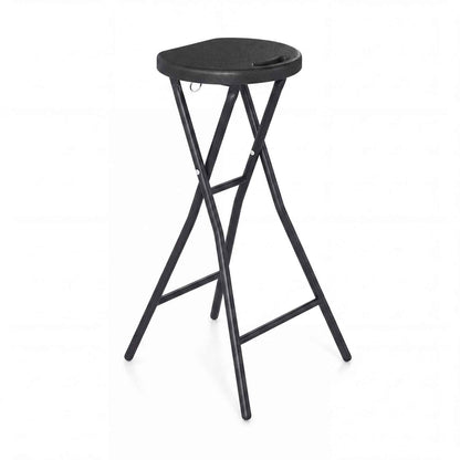 Folding Bar Stool | 27.5" Counter Height | HDPE Seat | 330 lb Capacity | Black
