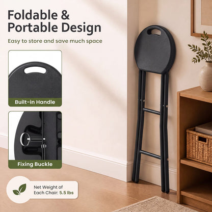 Folding Bar Stool | 27.5" Counter Height | HDPE Seat | 330 lb Capacity | Black