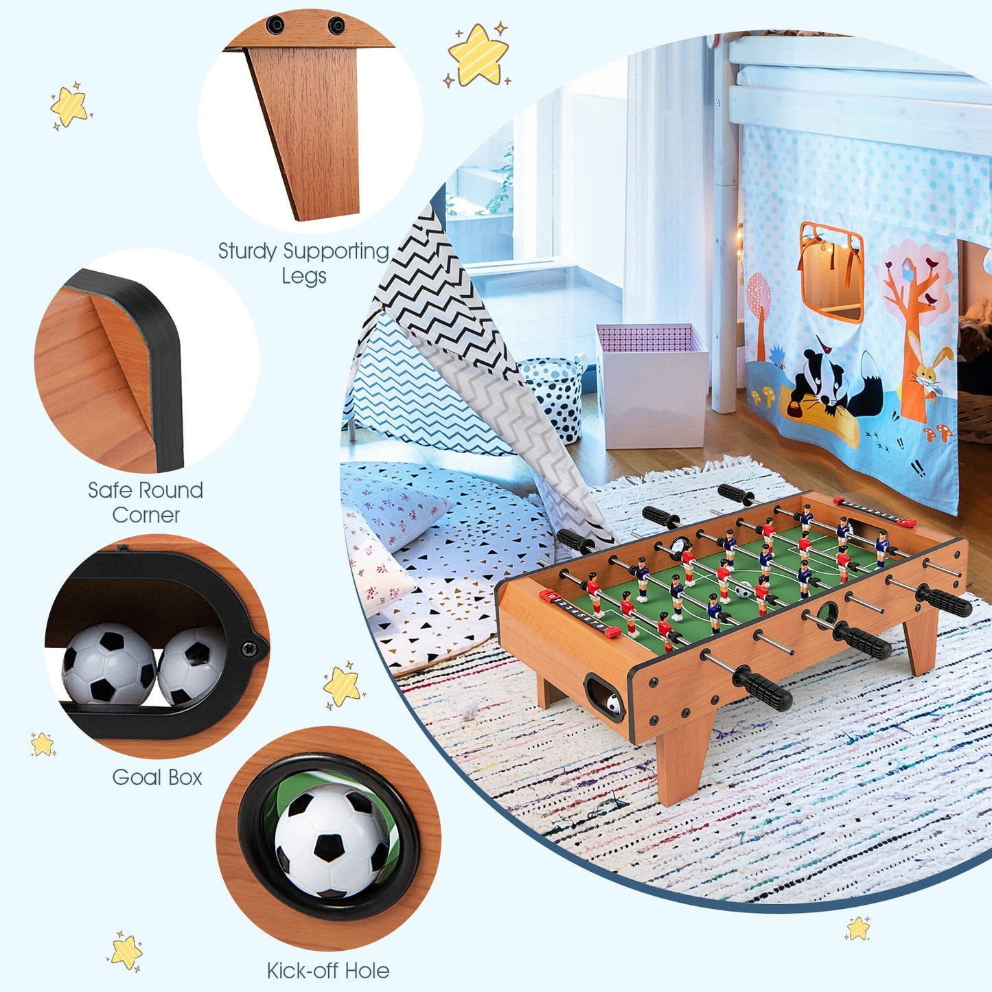 27 Inch Indoor Foosball Table with Legs | Competition Game Table - Niksstuff
