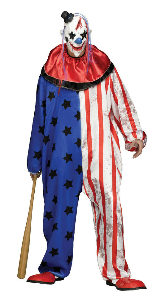Fun World Evil Clown Costume for Men - Jumpsuit, Mask, and Collar