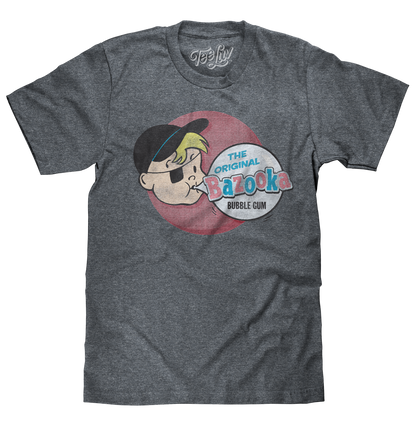 Bazooka Joe T-Shirt | "The Original Bazooka Bubble Gum" | Distressed Graphic | Graphite Heather