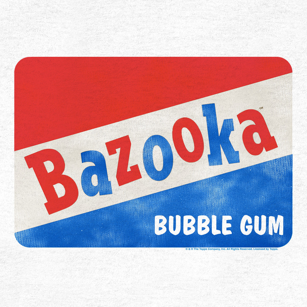 Bazooka Bubble Gum Ringer T-Shirt | Distressed Topps Logo | 100% Cotton | White & Red