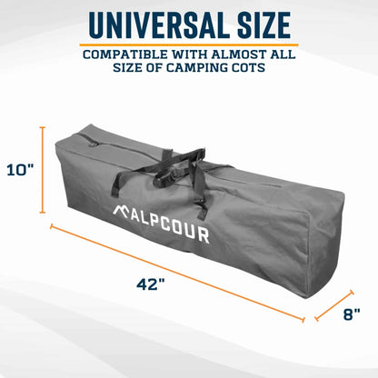 Alpcour Heavy-Duty Camping Cot Bag | 42" | Fits Most Cots & Chairs | Army Green, Grey & Royal Blue