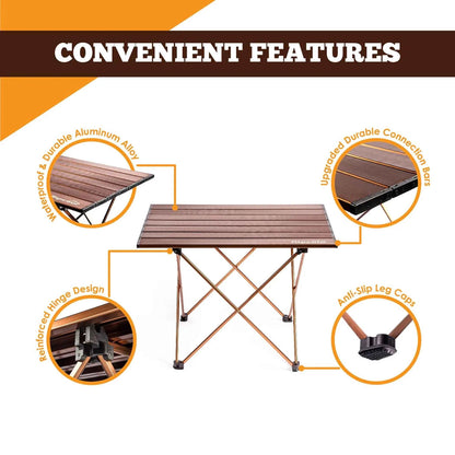 Alpcour Portable Folding Camping Table | Waterproof | 50+ lb Capacity | Small, Medium & Large