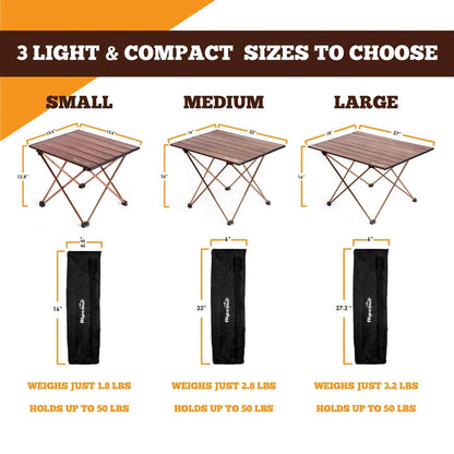 Alpcour Portable Folding Camping Table | Waterproof | 50+ lb Capacity | Small, Medium & Large