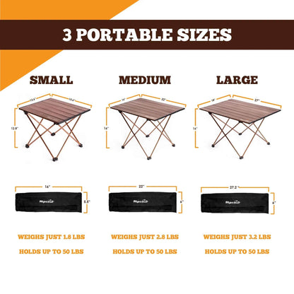 Alpcour Portable Folding Camping Table | Waterproof | 50+ lb Capacity | Small, Medium & Large