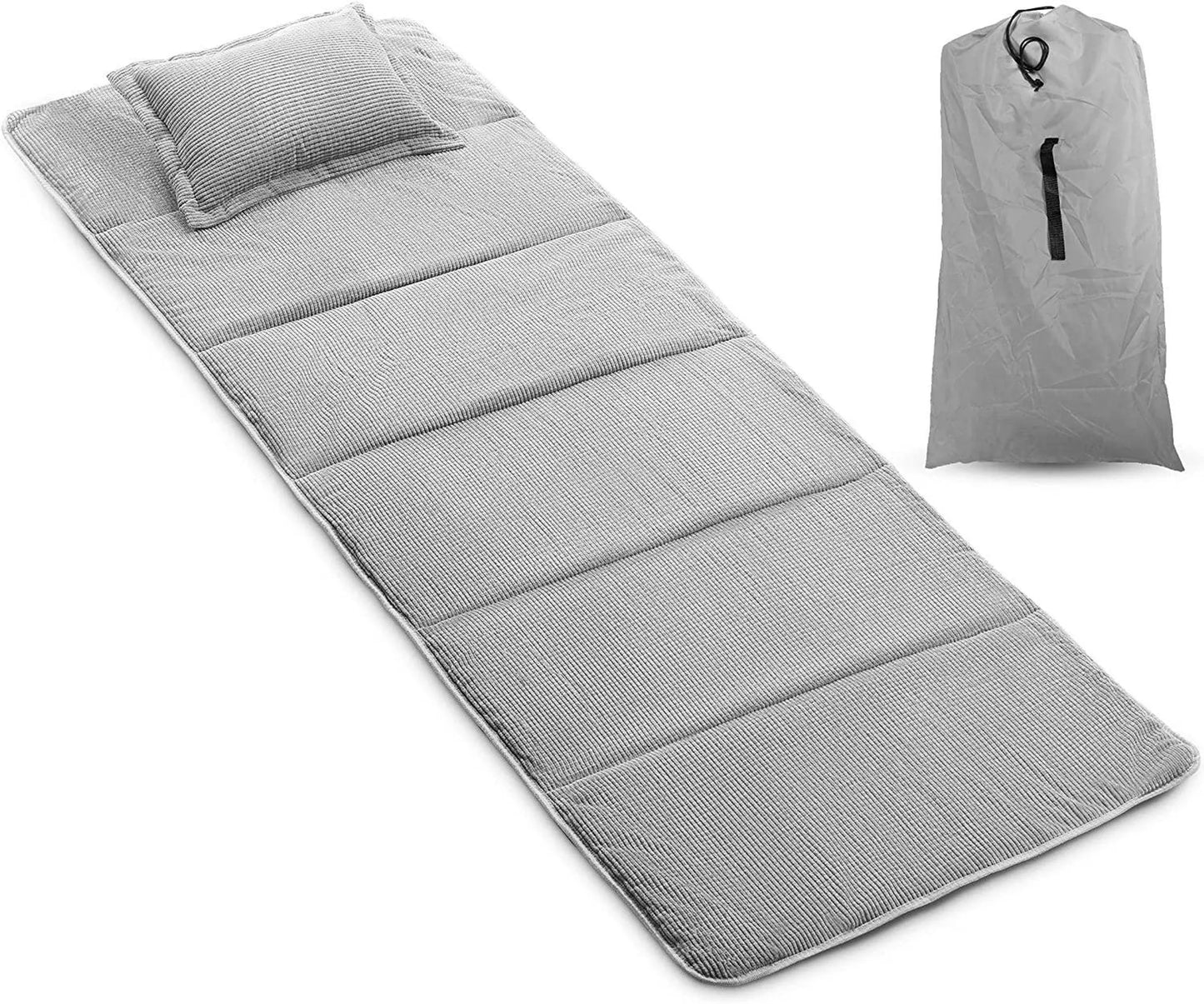 Alpcour Camping Cot Mattress Pad & Pillow Set | 75"x28" | Waterproof Corduroy | Grey