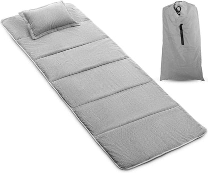Alpcour Camping Cot Mattress Pad & Pillow Set | 75"x28" | Waterproof Corduroy | Grey