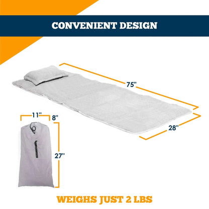 Alpcour Camping Cot Mattress Pad & Pillow Set | 75"x28" | Waterproof Corduroy | Grey