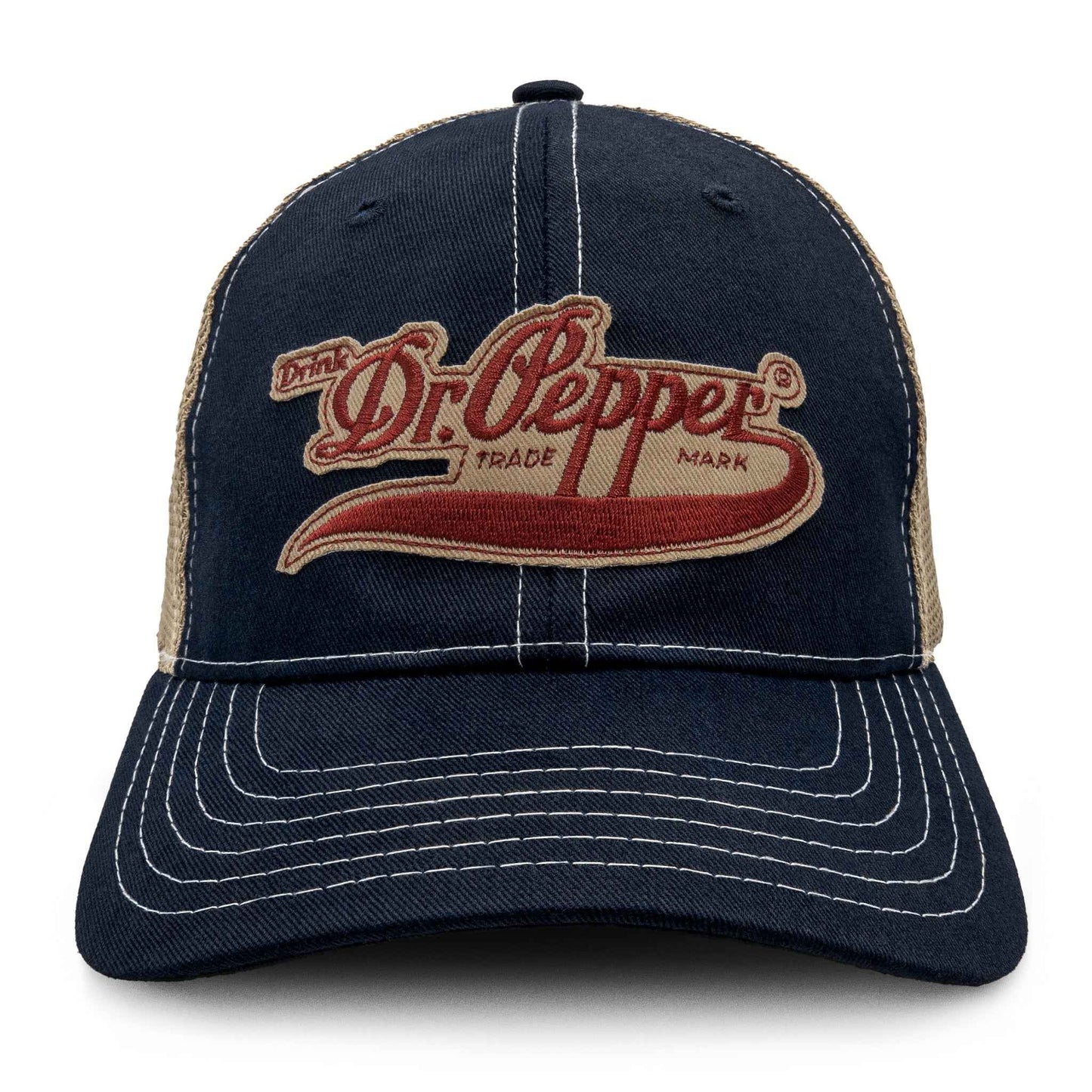 Drink Dr Pepper Vintage Signature Logo Trucker Hat | Blue