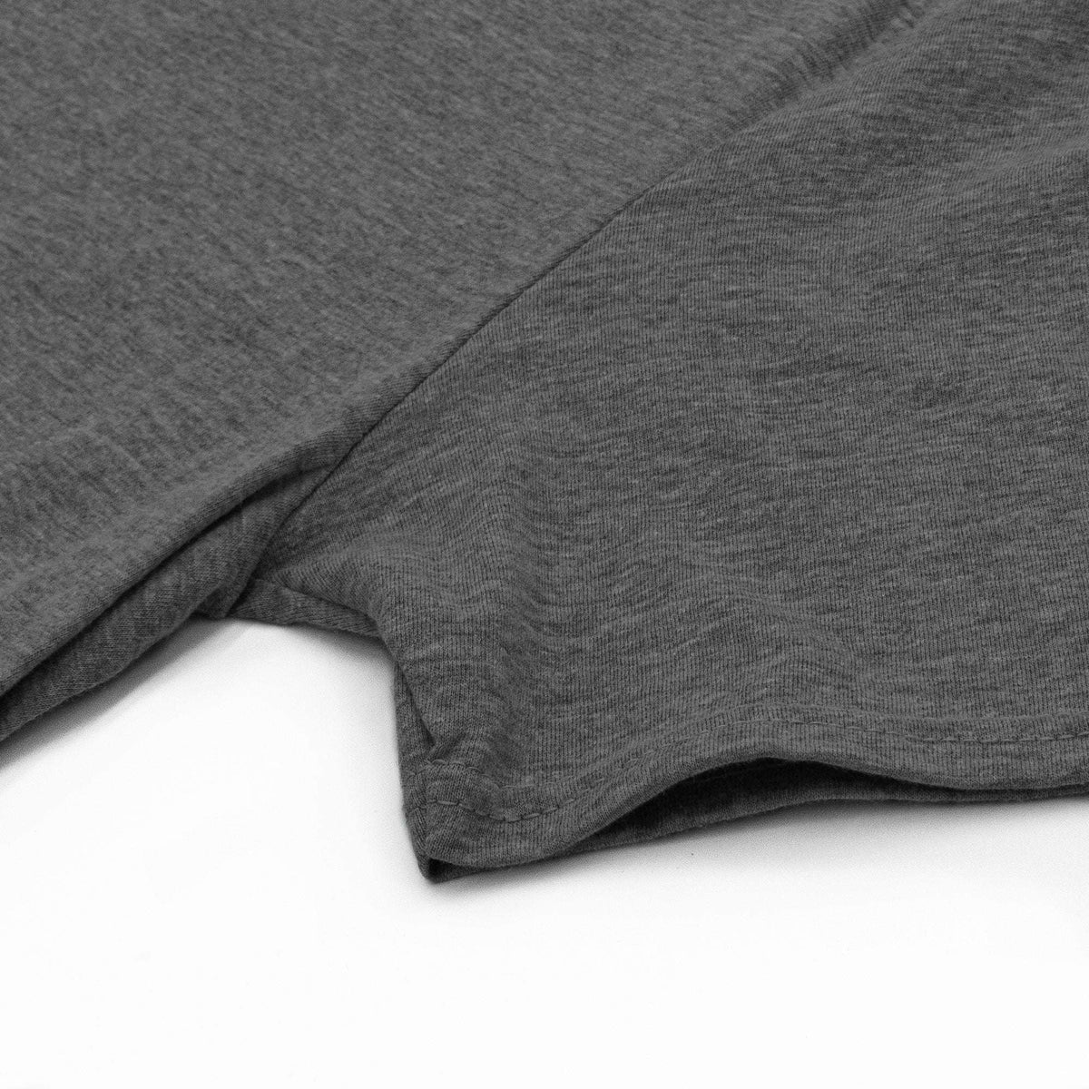 Gray heather T-shirt fabric fold detail