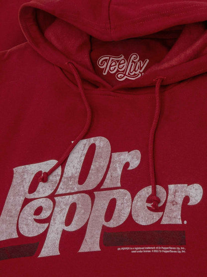 Dr Pepper Distressed Logo Pullover Hoodie | Cherry Red