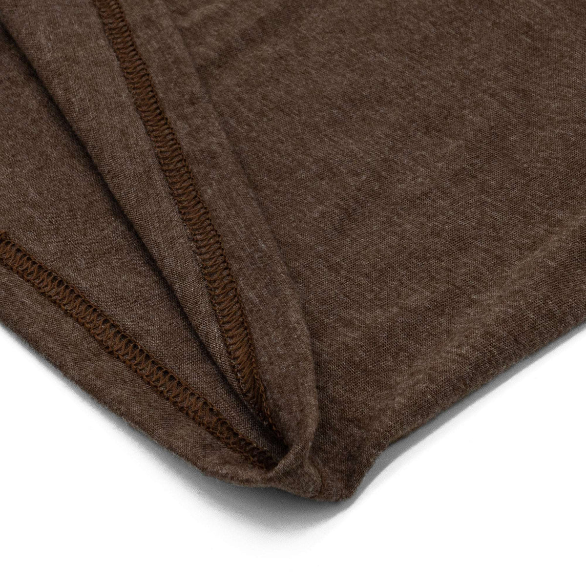 Brown heather T-shirt with side seam and reinforced hem stitching detail