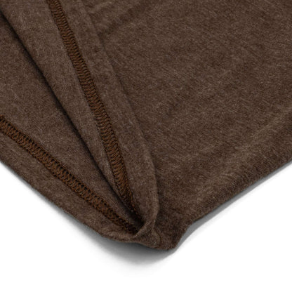 Brown heather T-shirt with side seam and reinforced hem stitching detail