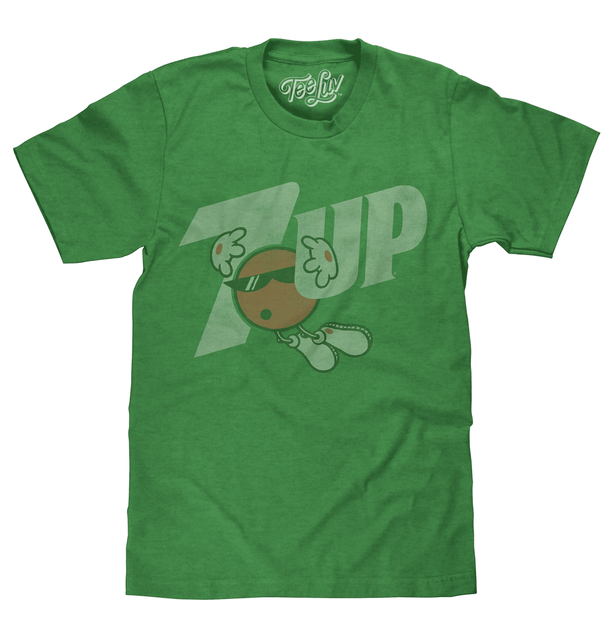 Green heather vintage 7UP logo T-shirt with character graphic
