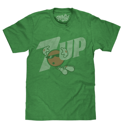 Green heather vintage 7UP logo T-shirt with character graphic