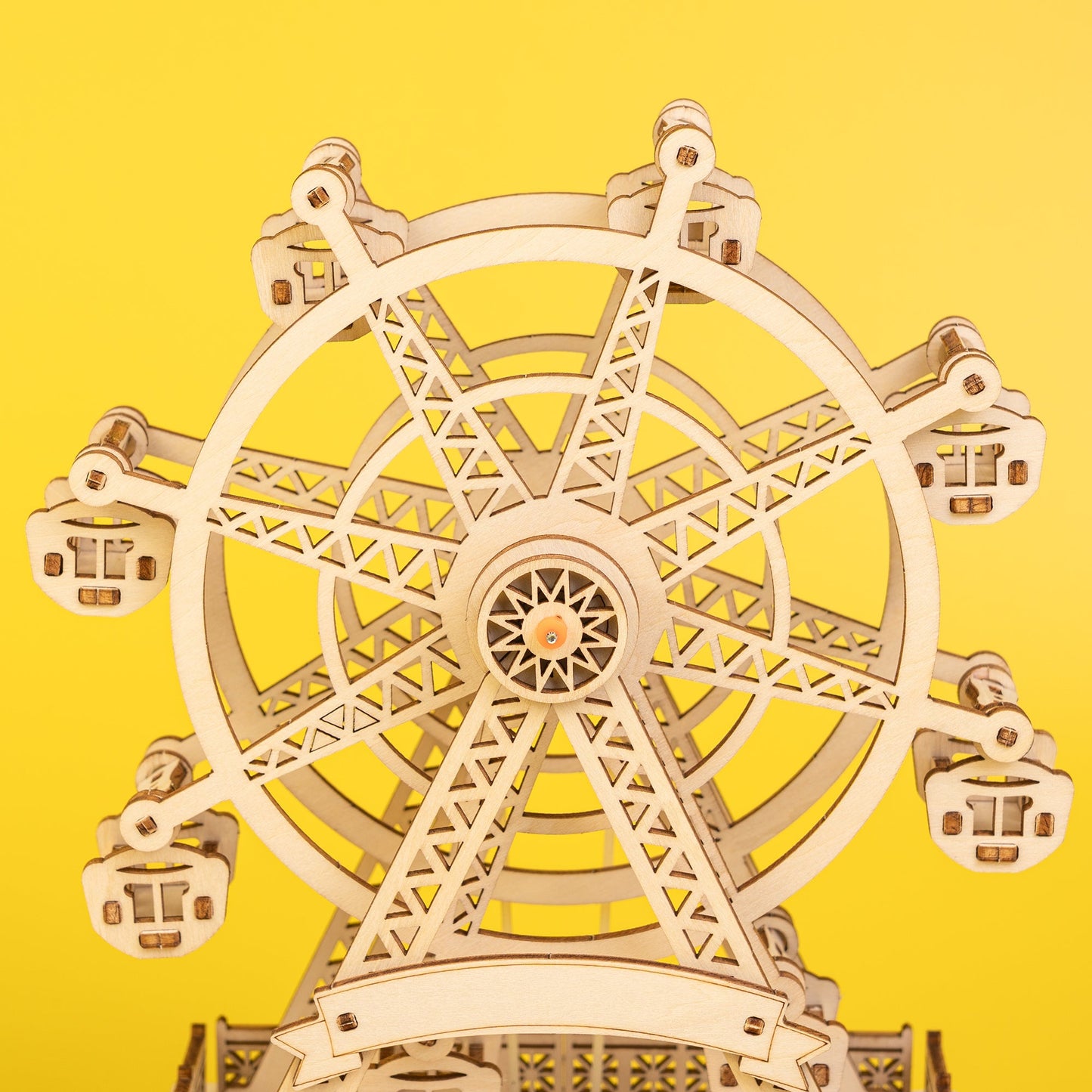 DIY Wooden Ferris Wheel Music Box Kit | Laser-Cut Wood | Rotating Ferris Wheel | 8 Music Options