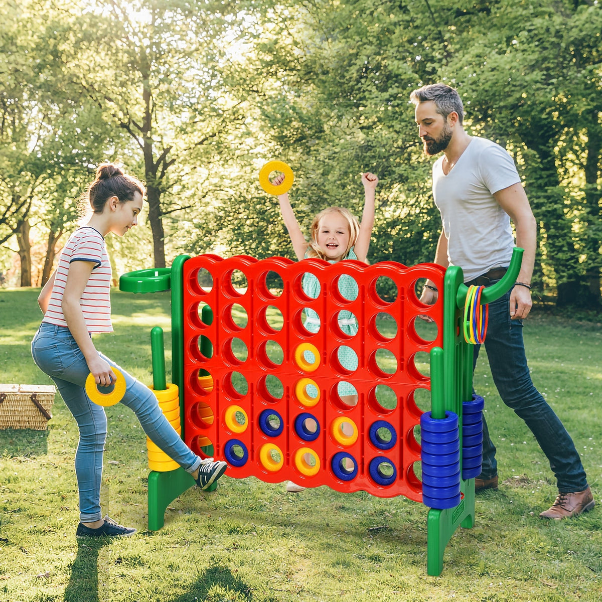 2.5 ft 4-to-Score Giant Game Set with Basketball Hoop and Toss Rings