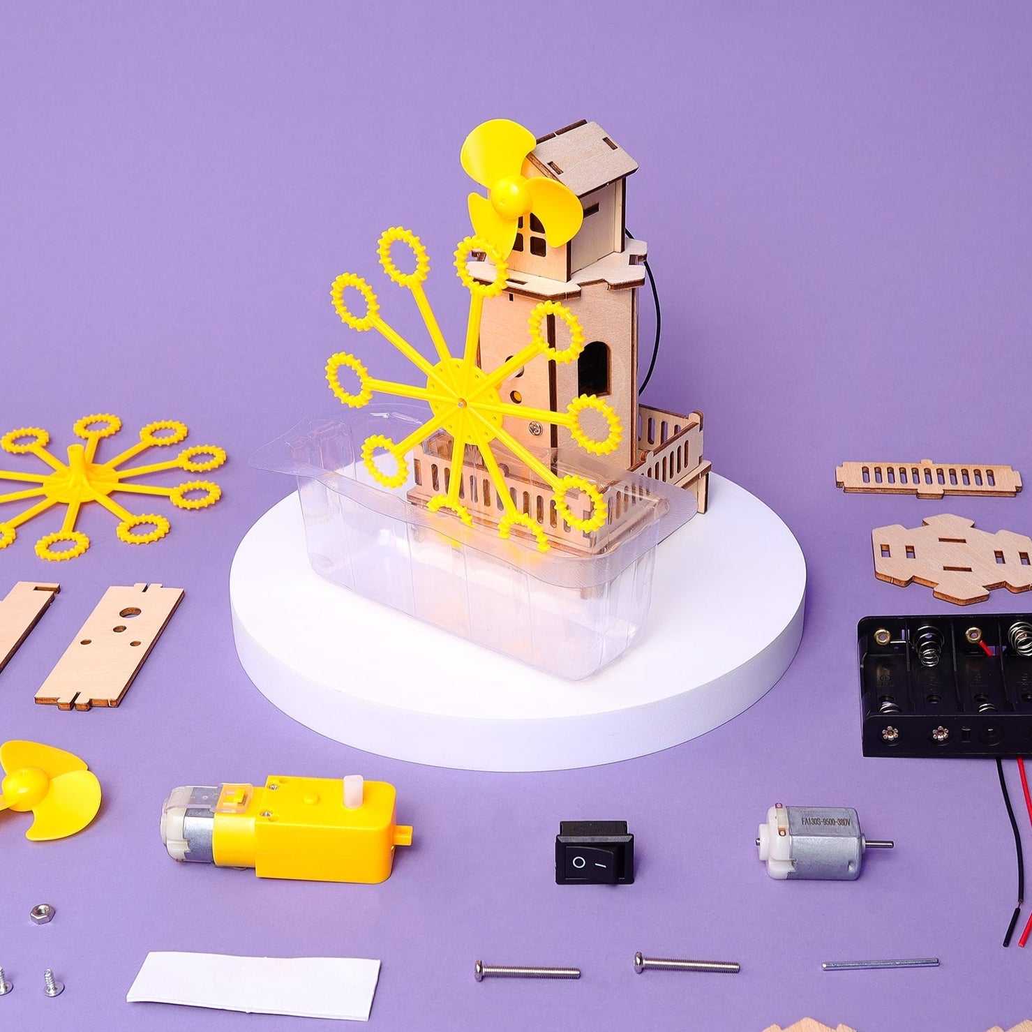 DIY Bubble Machine Kit | Motors & Gears STEM Toy for Kids Ages 6+ - Niksstuff