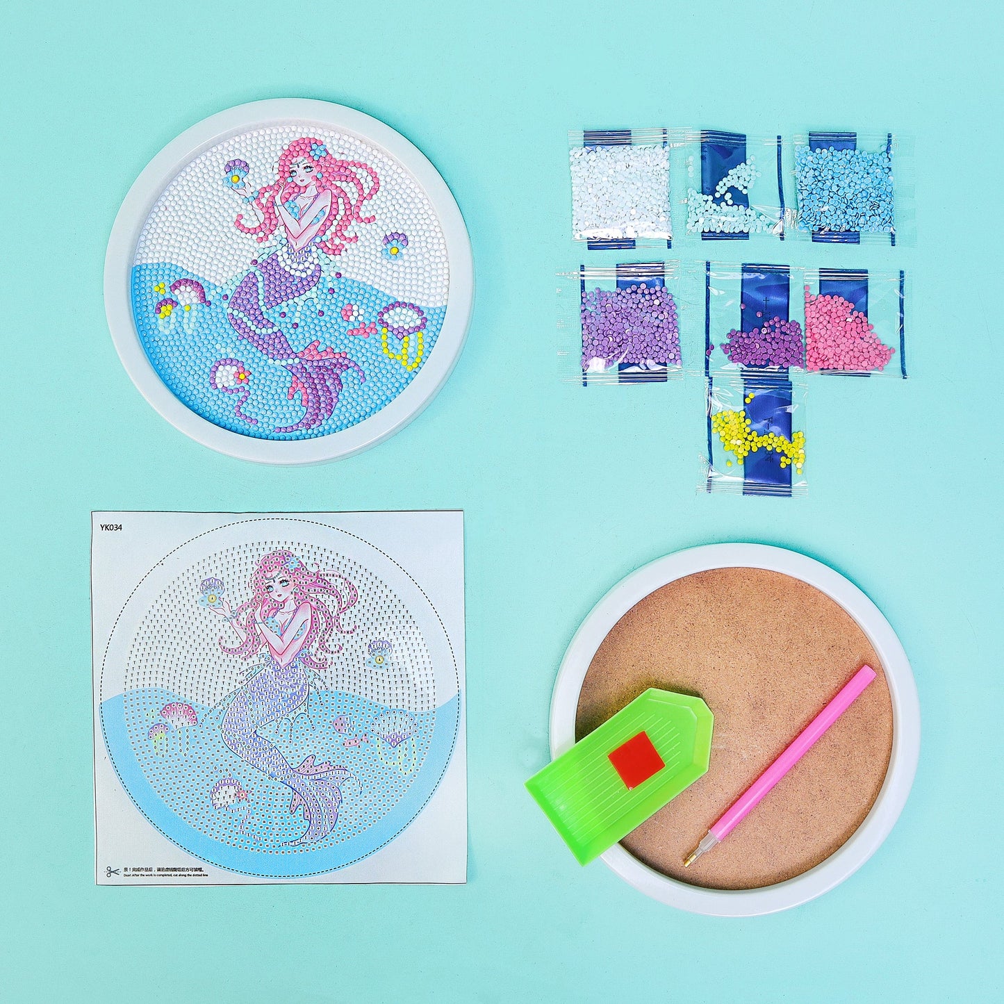 Diamond Art Kit for Kids | 5 Designs – Dino, Dog, Mermaid & Unicorn - Niksstuff
