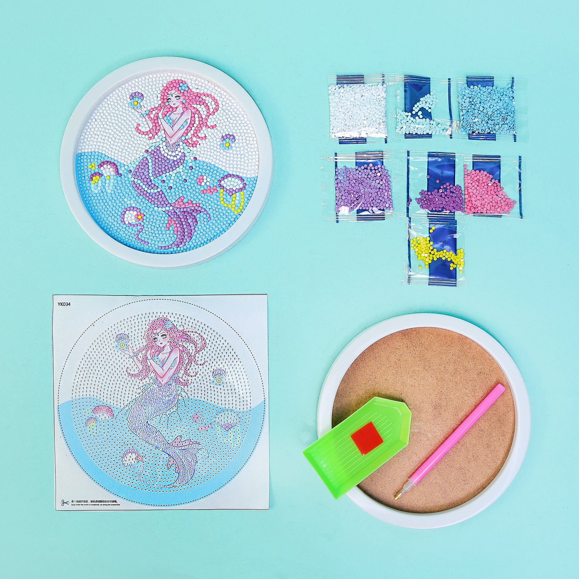 Diamond Art Kit for Kids | 5 Designs – Dino, Dog, Mermaid & Unicorn - Niksstuff