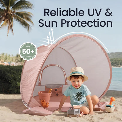 Tiny Land Kids Beach Tent Set with Sand Toys, UV Protection and Sandbag Anchors