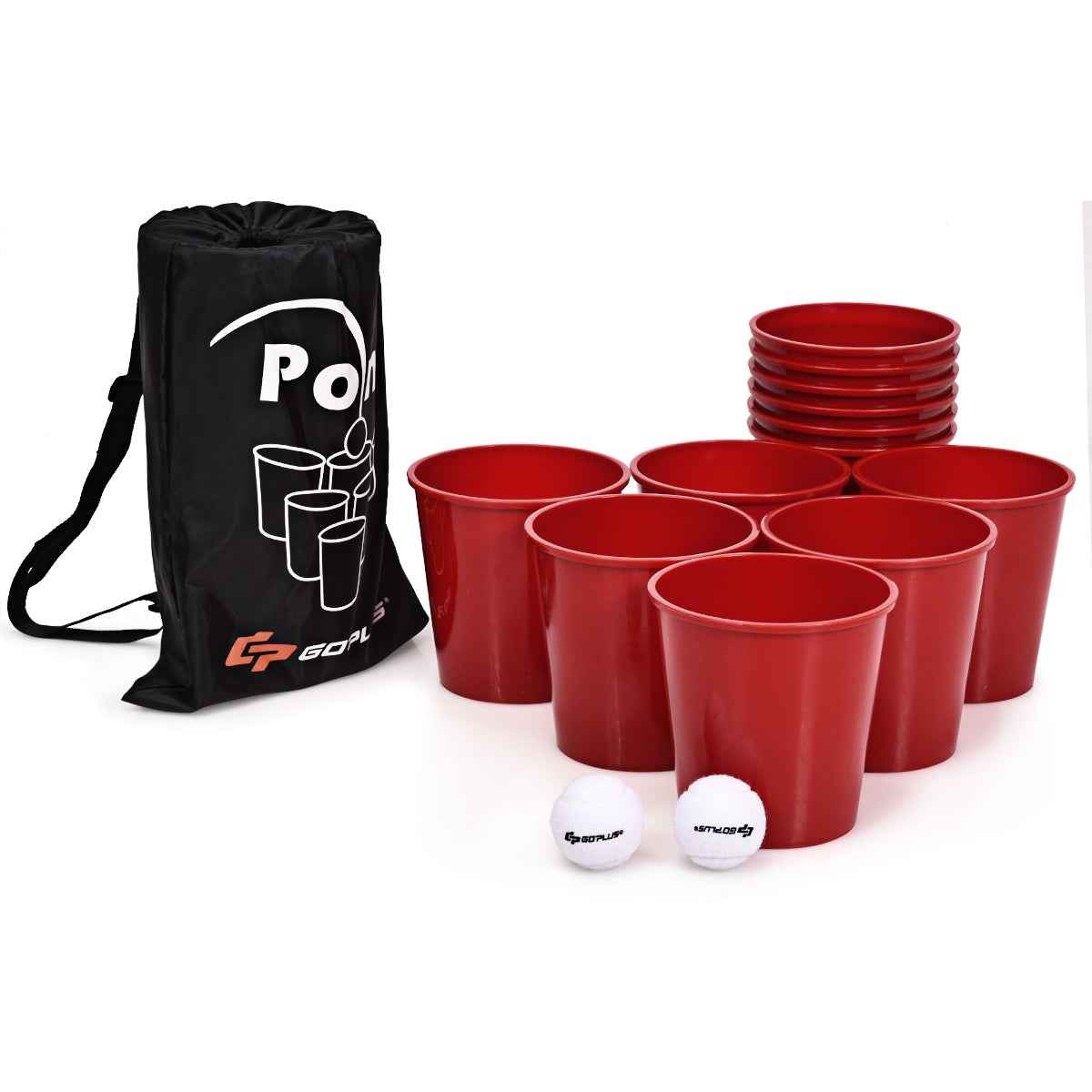 Yard Pong Giant Pong Game Set | 12 Buckets, 2 Balls & Carry Bag | All Ages