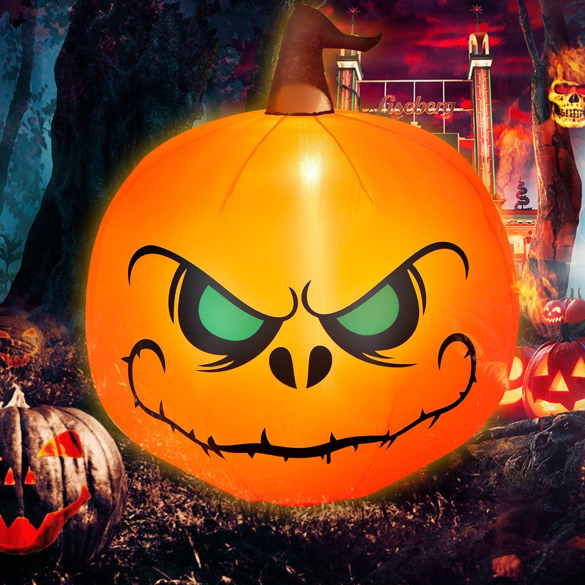 4 Feet Halloween Inflatable Pumpkin with Built-In LED Light