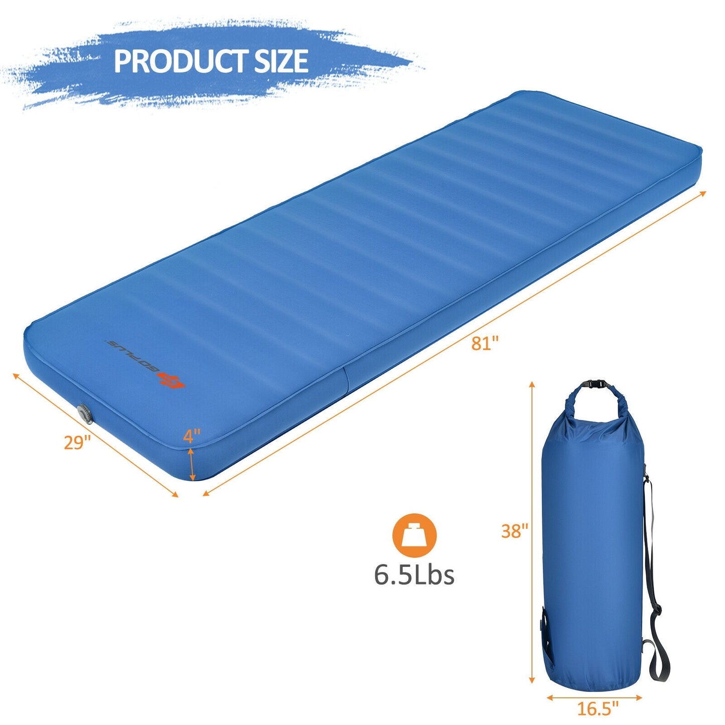 Self-Inflating Camping Sleeping Mattress | Waterproof TPU | Sponge Padding | Carrying Bag Included | Green or Blue