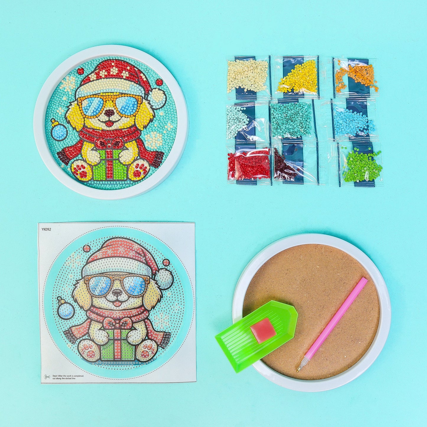 Diamond Art Kit | Christmas Themes – Santa, Puppy & Unicorn | Ages 6+ - Niksstuff