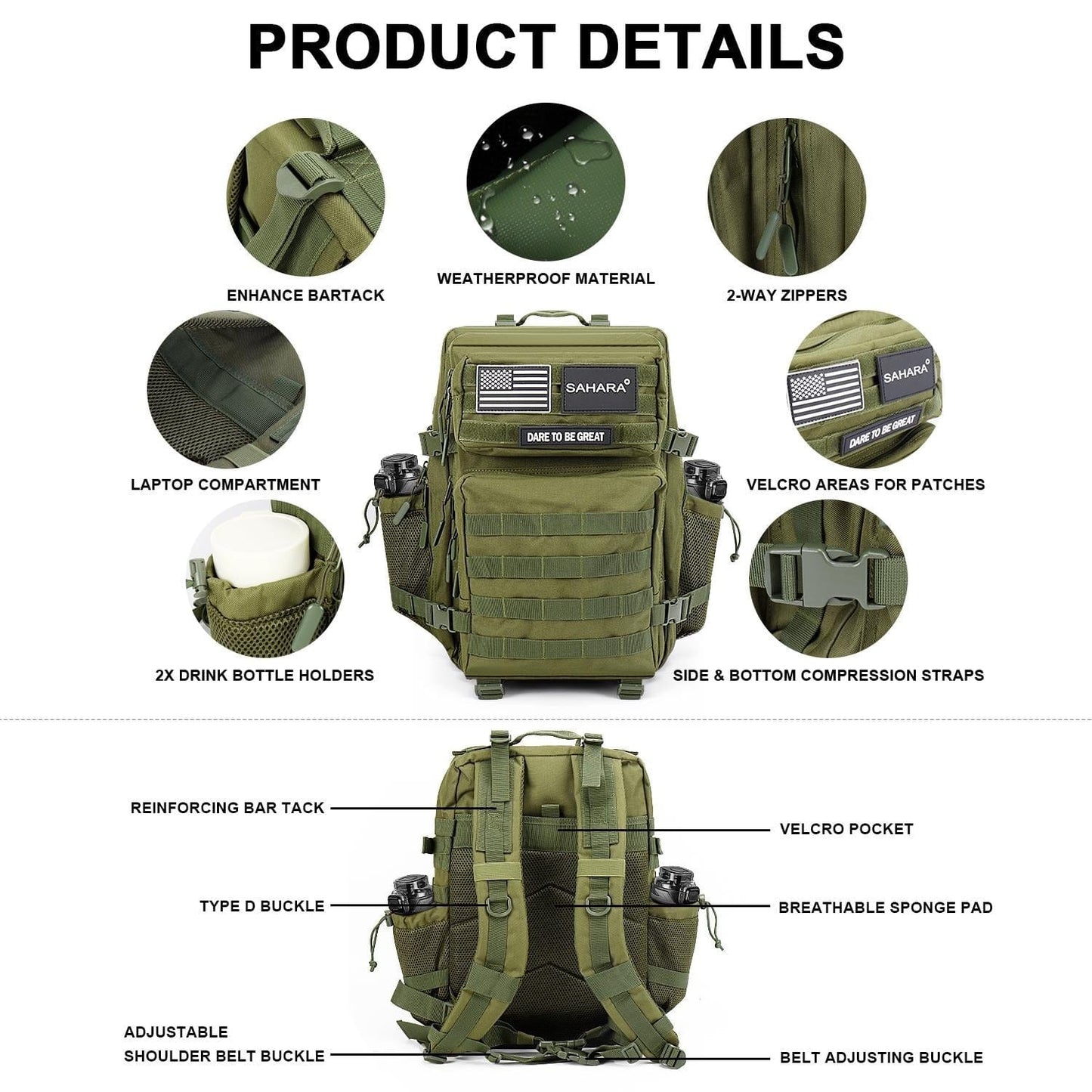 Raider Series Tactical Laptop Backpack | Fits 11"–17.3" | Military-Grade | 6 Colors