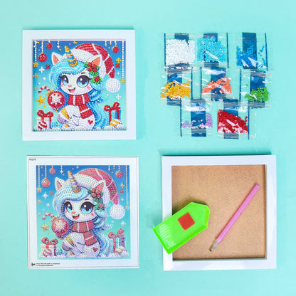 Diamond Art Kit | Christmas Themes – Santa, Puppy & Unicorn | Ages 6+ - Niksstuff