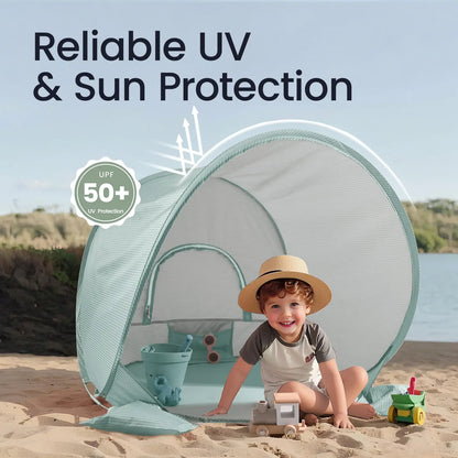 Tiny Land Kids Beach Tent Set with Sand Toys, UV Protection and Sandbag Anchors