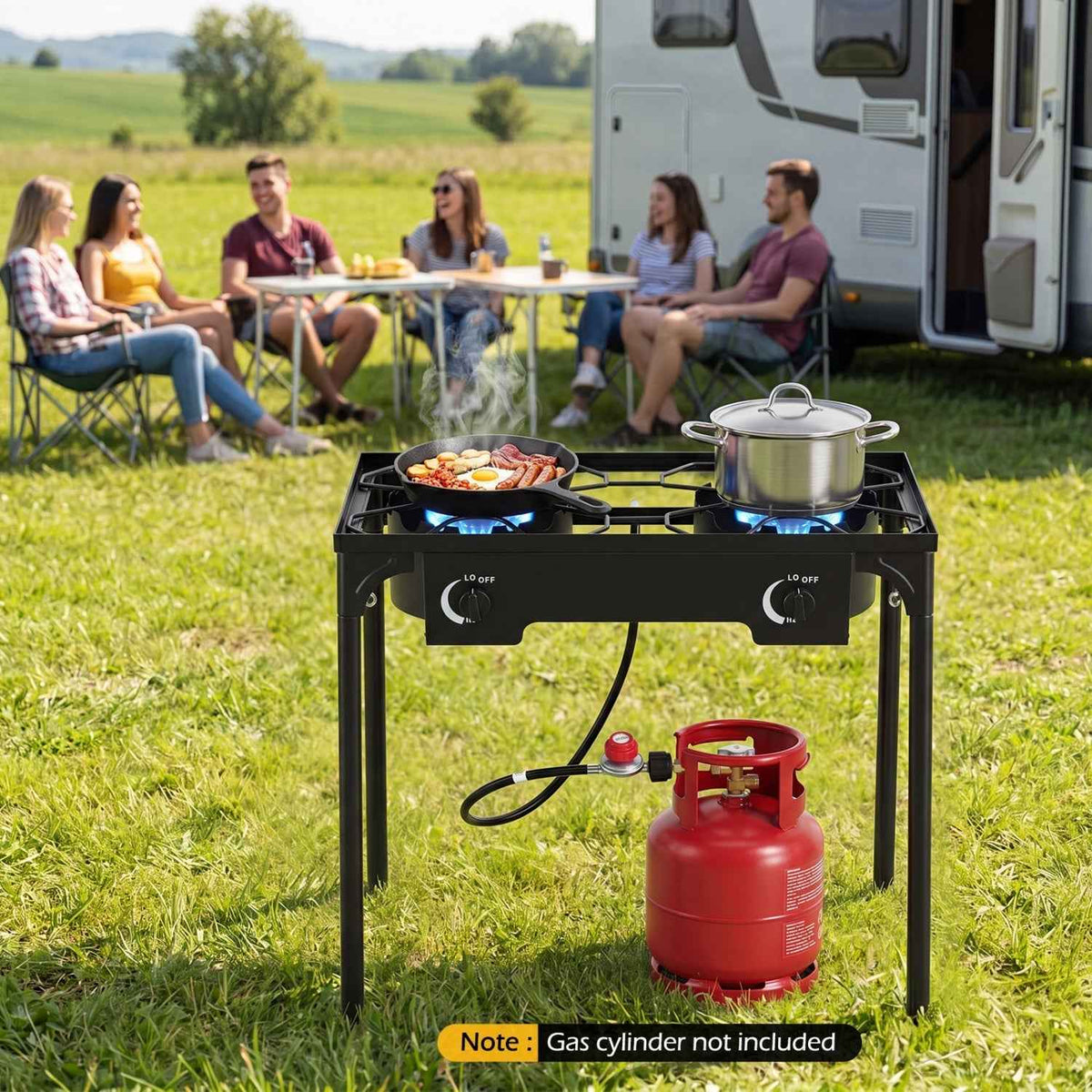 2-Burner Propane Stove 160,000 BTU with Adjustable Regulator