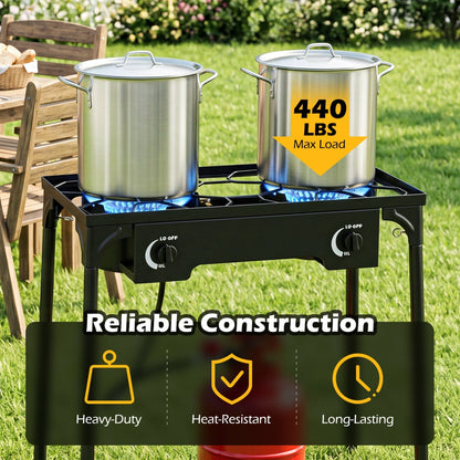 2-Burner Propane Stove 160,000 BTU with Adjustable Regulator