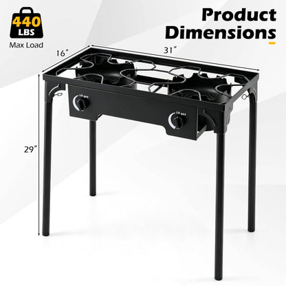 2-Burner Propane Stove 160,000 BTU with Adjustable Regulator
