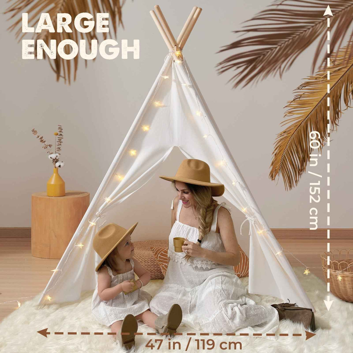 Tiny Land Kids Teepee Play Tent with Floor Mat
