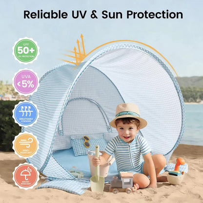 Tiny Land Kids Beach Tent Set with Sand Toys, UV Protection and Sandbag Anchors
