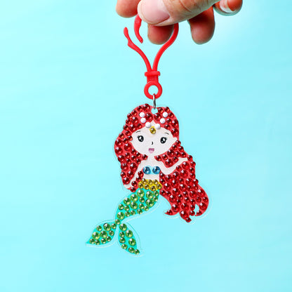 Mermaid Diamond Art Keychain Kit | Set of 15 Charms for Kids & Teens - Niksstuff