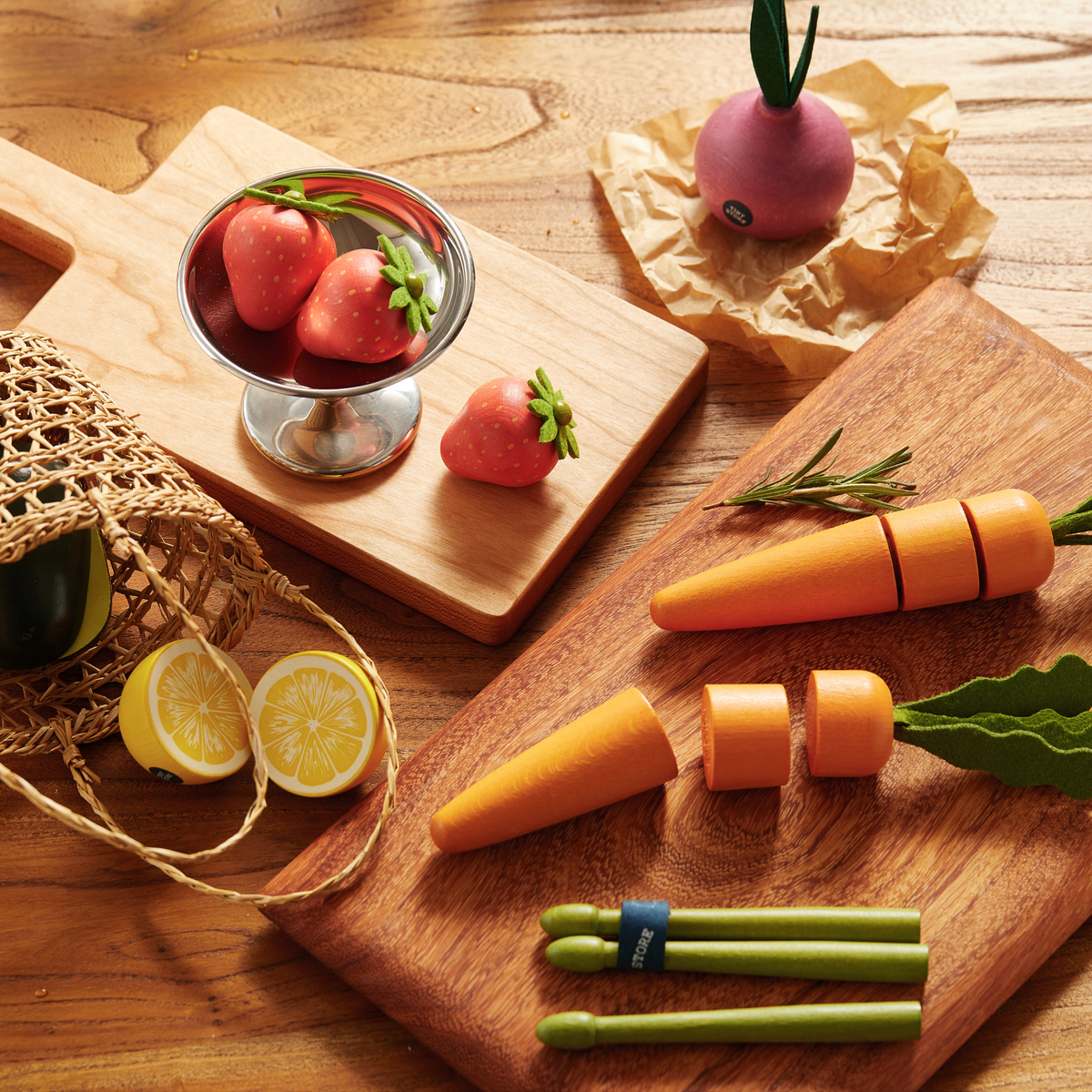 Tiny Land Wood & Felt Fruit & Veggie Play Food Set - 7pc