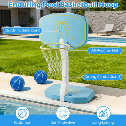Pool Basketball Hoop & Volleyball Net 2-in-1 Combo | 14" Rim | 25 ft Net | 2 Balls + Pump Included