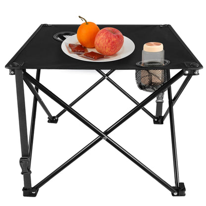 LakeForest Folding Camping Table with 2 Cup Holders – 600D Oxford, 44 lb Capacity | 18.5"x18.5" | 2.2 lbs | 1-Pc & 2-Pc Sets