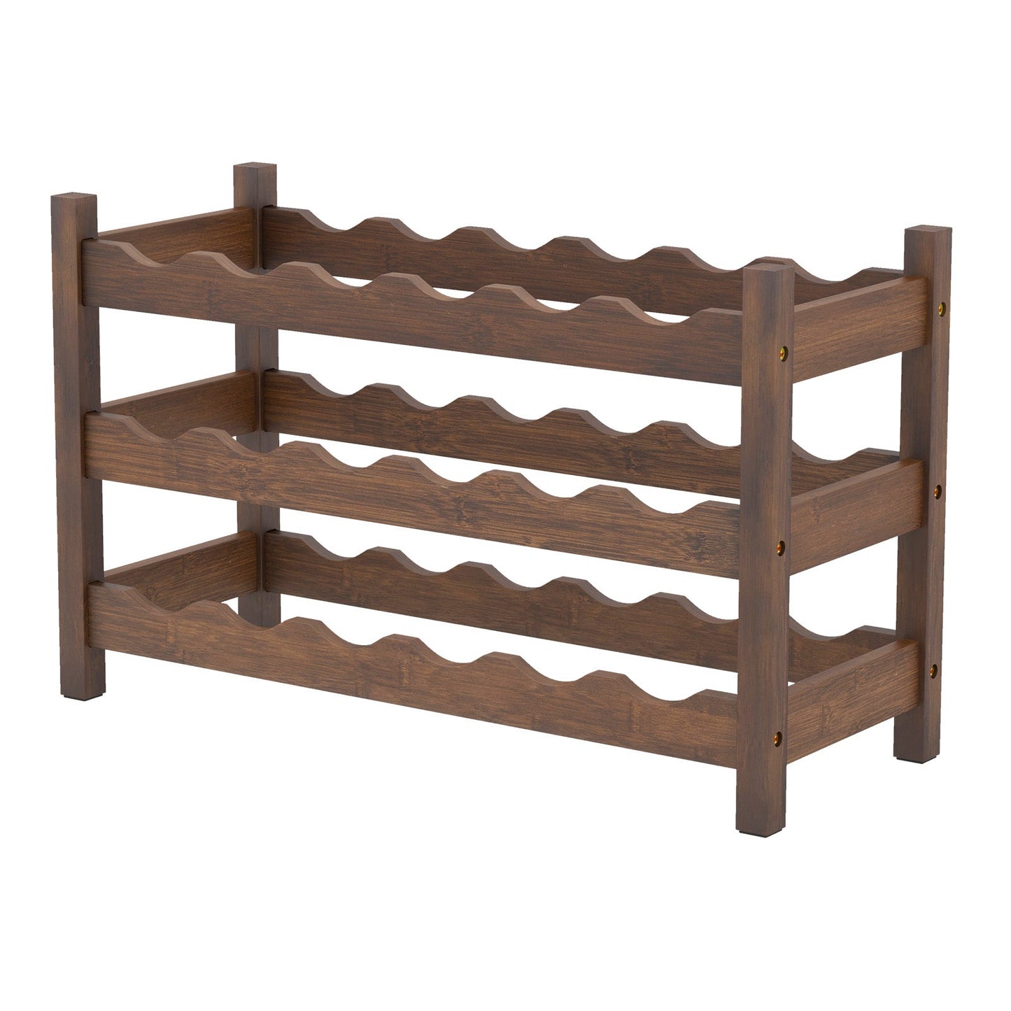 3-Tier Bamboo Wine Bottle Organizer | Holds 18 Bottles | Countertop Freestanding | Natural or Coffee